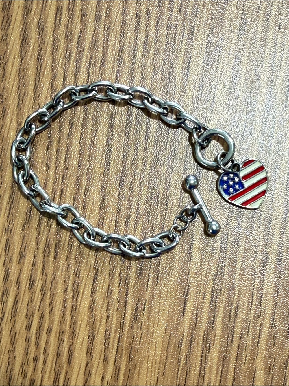July 4 Patriotic Chain Heart Bracelet
